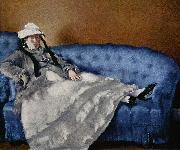 Portrat der Frau Manet auf blauem Sofa Edouard Manet